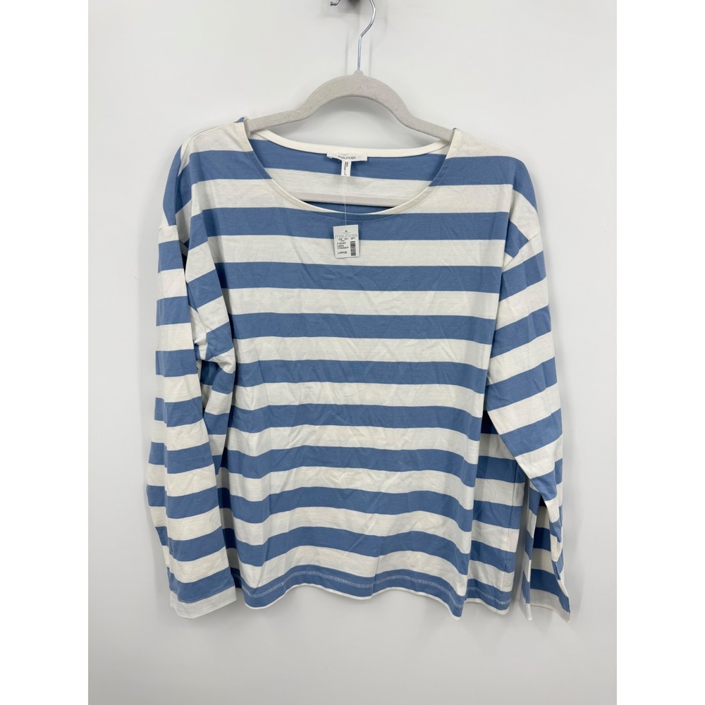 Maurices Striped Long Sleeve Top Womens Large Blue White Cotton 2522298